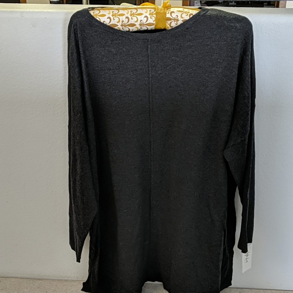 Style & Co plus black heather tunic ribbed sleeves